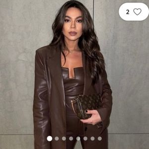 New zara leather blazer